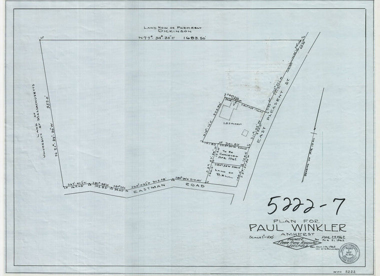 Plan for Paul Winkler  Amherst 5222-7 - Map Reprint