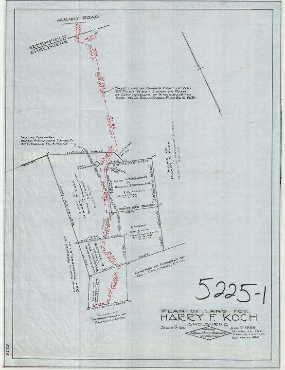 Harry F. Koch    + Kimball - 5 lanlocked lots + ROW off Albany Road Shelburne 5225-1 - Map Reprint