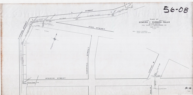 B Avenue - Sewer Location (With Montague, Stevens & L Sts) Montague 56-008 - Map Reprint