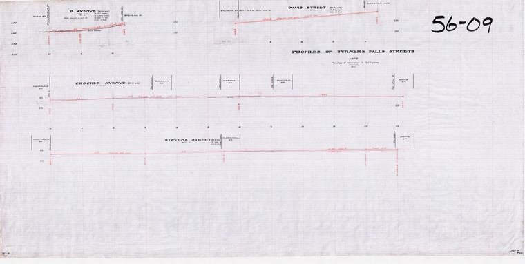 Crocker Ave. - Profile (With B Ave. & Davis & Stevens Sts) Montague 56-009 - Map Reprint