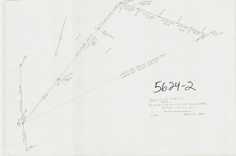 Detail of Survey - Lot 6 - Edna Quinlan -  Land Court Bernardston 5624-2 - Map Reprint