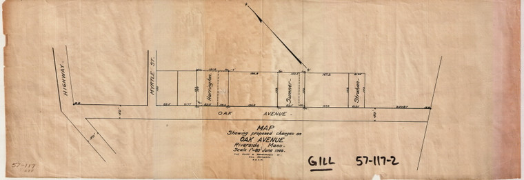 Riverside - Oak Ave. Lots Gill 57-117-2 - Map Reprint