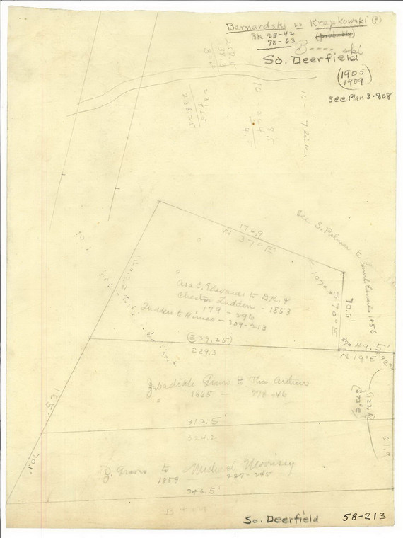 B.E.Bernardski vs. Kiapowski - So. Deerfield Deerfield 58-213 - Map Reprint