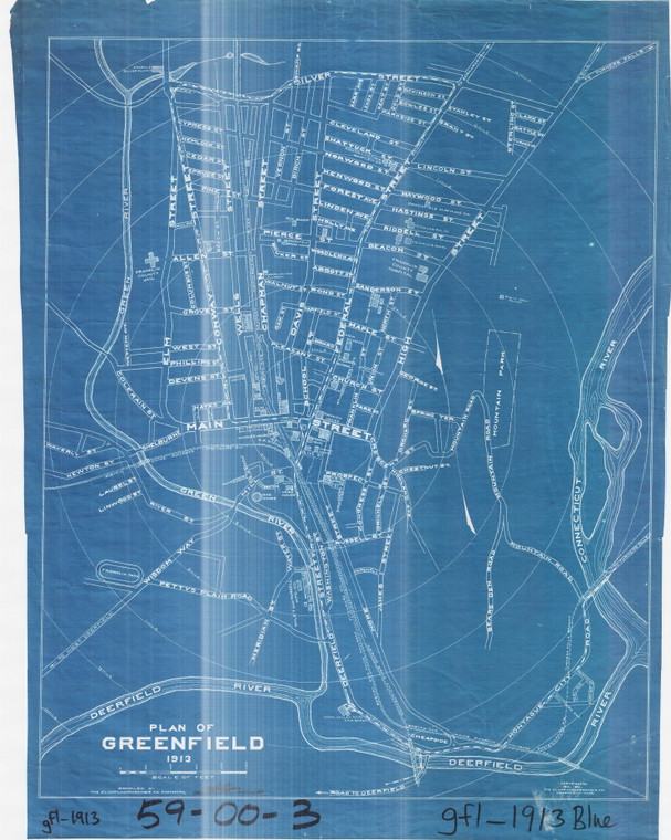 Greenfield Street Map - Clapp and Abercrombie Greenfield 59-00-3 - Map Reprint