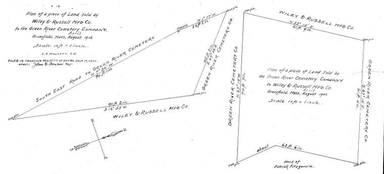 Wiley + Russell Mfg. Co. to Green River Cemetery Greenfield 5A-029 - Map Reprint