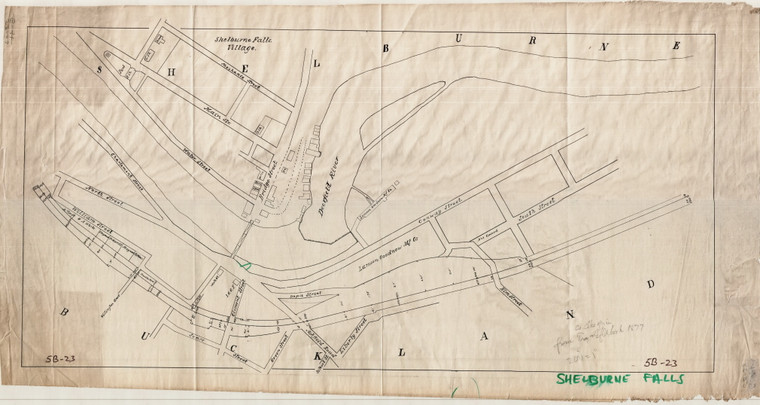 Shelburne Falls Village - Railroad layout Buckland Shelburne 5B-023_SFalls - Map Reprint