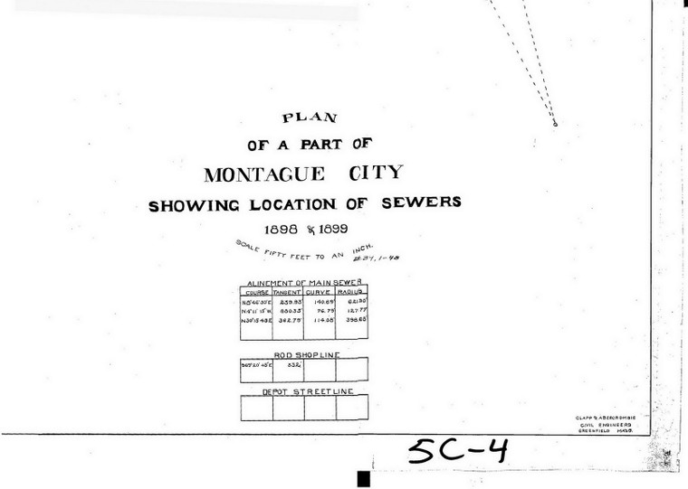 Montague City Sewers - Houses named  Title Only Montague 5c-004ij - Map Reprint