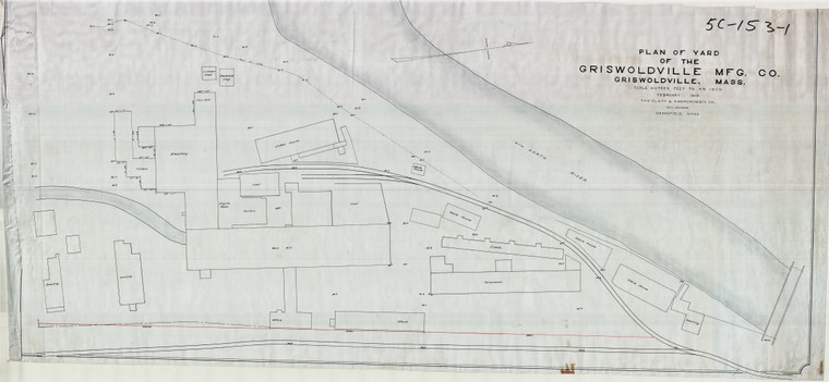 Ground Plan of Yard - Mills Griswoldville  many buildings Colrain 5C-153-01 - Map Reprint