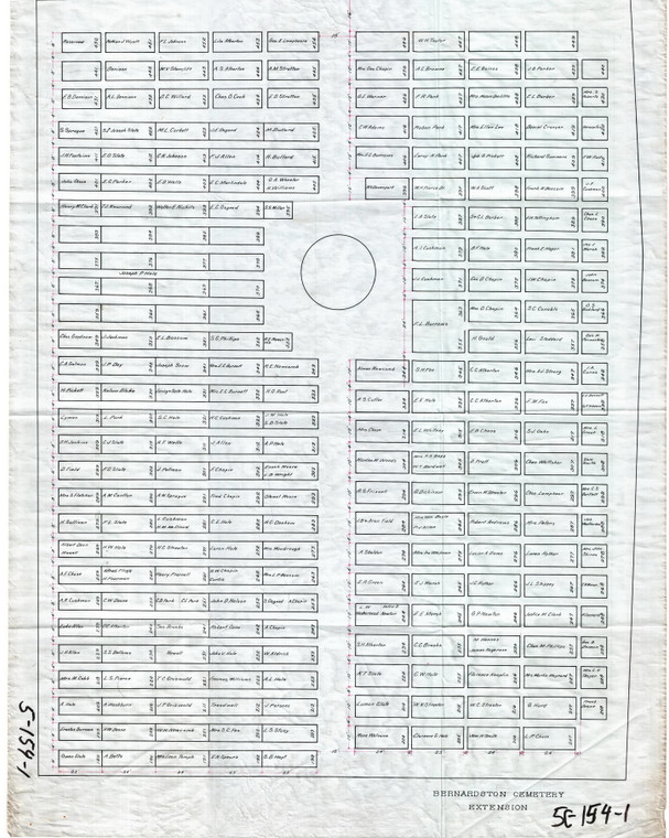 Bernardston Cemetery -   Extension Bernardston 5C-154-1Bern - Map Reprint