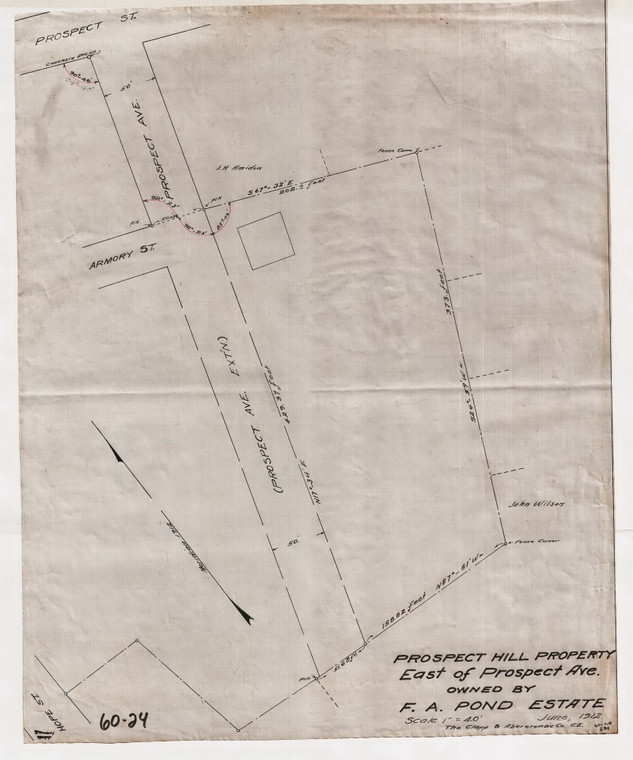 Prospect Hill Property East of Prospect Avenue...FA Pond Estate Greenfield 60-024-1 - Map Reprint