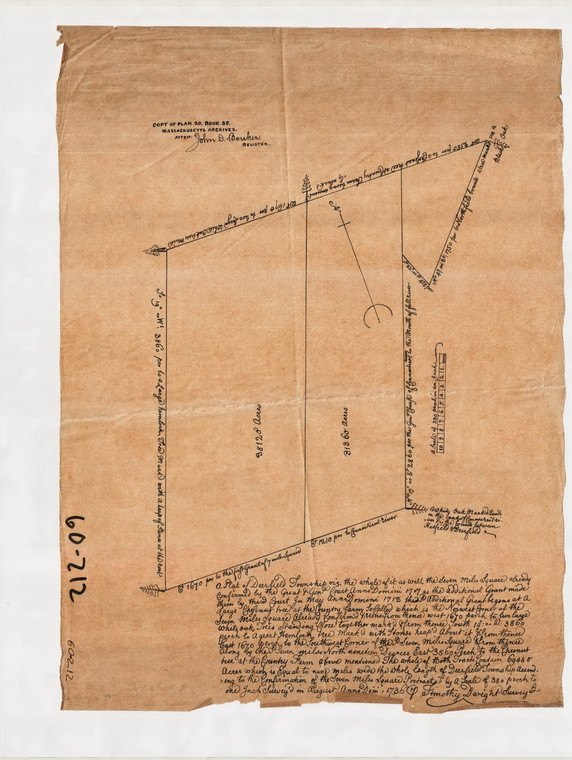 Deerfield 1736 plan - 69480 Acres (Copy From Mass Archives) Deerfield 60-212 - Map Reprint
