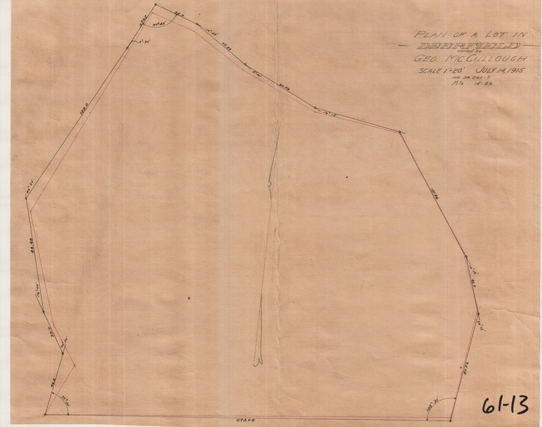 Geo. McCullough  Lot In Deerfield Deerfield 61-013 - Map Reprint
