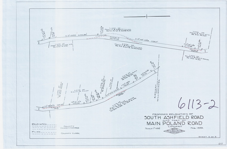 South Ashfield Rd & Part of Main Poland Rd.      2 sheets  - at Williamsburg Town line Conway 6113-2 - Map Reprint