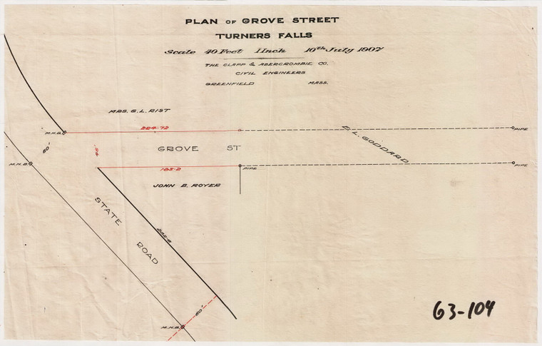 Plan of Grove Street Montague 63-104 - Map Reprint