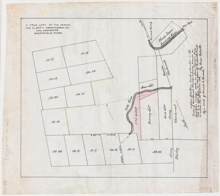 Ozias Roberts Survey - Charlemont + Florida + Savoy - Wheeler Farm Charlemont, Florida, Savoy 63-123 - Map Reprint