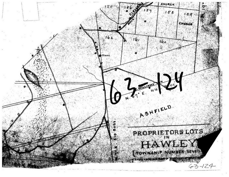 Proprietors Lots  Fragment only Hawley 63-124 - Map Reprint