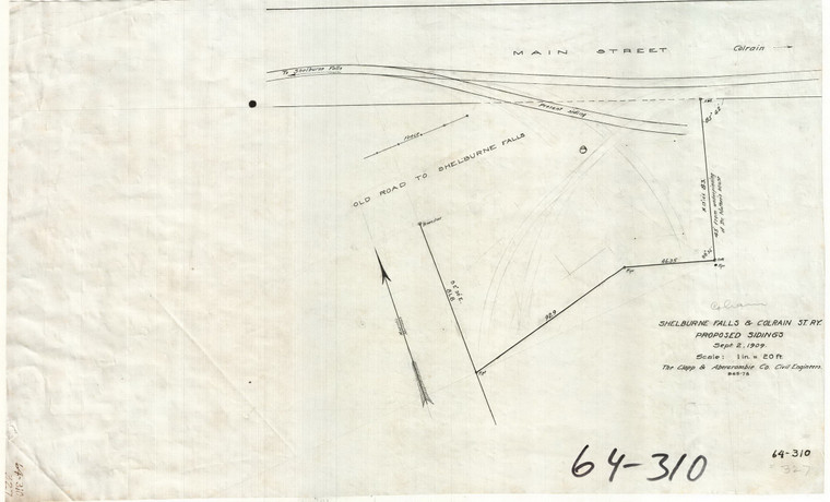 Proposed Siding & Land - Shelburne Falls  + Colrain Street Railway Colrain 64-310 - Map Reprint