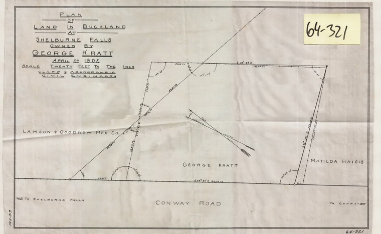 George Kratt - Conway Road - Shelburne Falls Buckland 64-321 - Map Reprint
