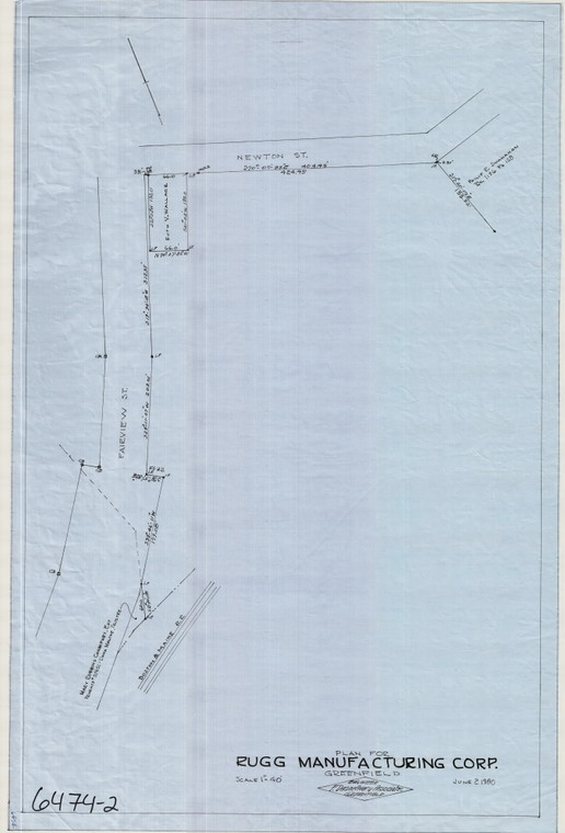 Rugg Mfg Co    Newton & Fairview St - Streetlines Greenfield 6474-2 - Map Reprint