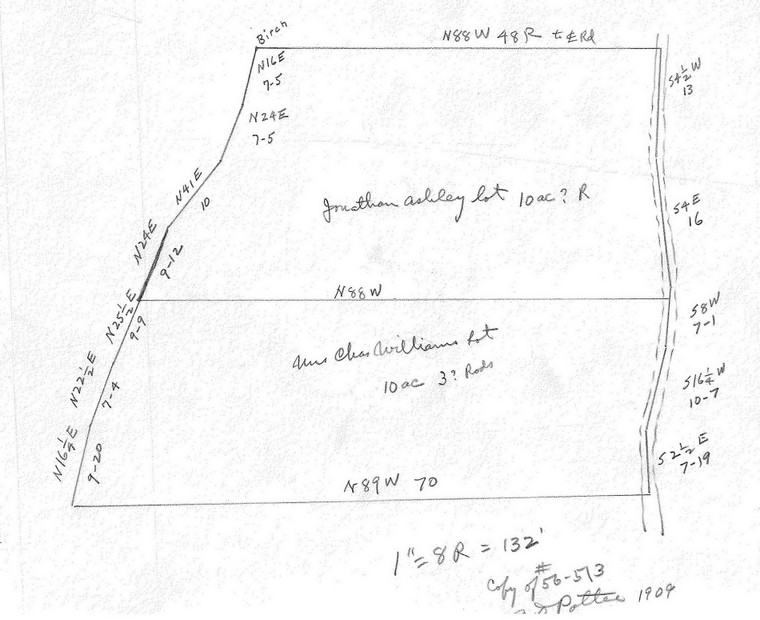 Arthur D.Potter -  - copy of  56-513  2- 10 acre lots Deerfield 65-006-2 - Map Reprint