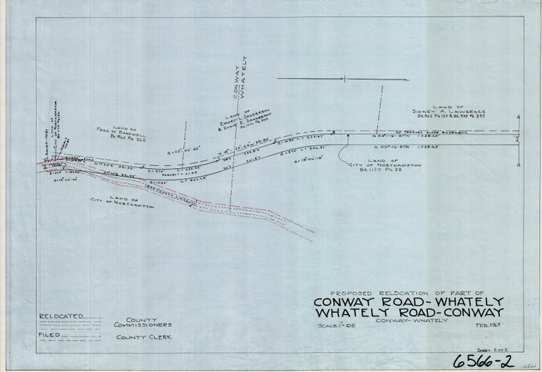 Conway Road Whately    Whately Road Conway    County Road Whately 6566-2 - Map Reprint