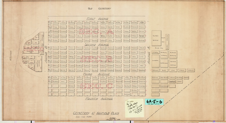 Cemetery at Ashfield Plain slightly different than 6A-5-3 Ashfield 6A-005-6 - Map Reprint