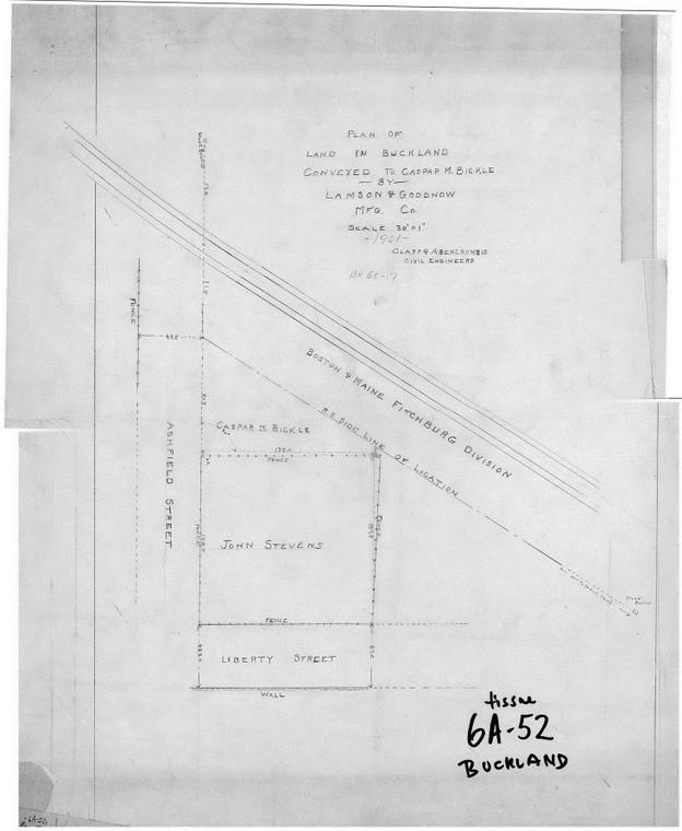 Casper Bickle - Ashfield St. - Shelburne Falls Buckland 6A-052 - Map Reprint