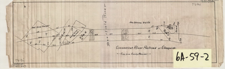 Conn. River R.R. - Land purchased in Deerfield in 1896  Cheapside Greenfield 6A-059-02 - Map Reprint