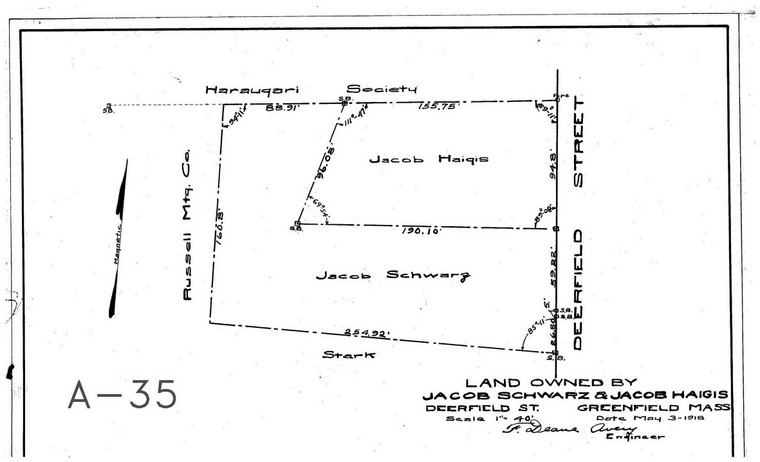 Jacob Schwarz & Jacob Haigis    Deerfield St Greenfield A-035 - Map Reprint