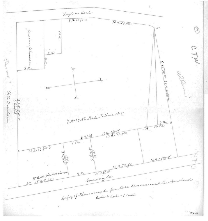 Mrs. Sererance    Mrs. Howland    Lots    (C.T.W. Map)  7ac 128r Greenfield A-056 - Map Reprint