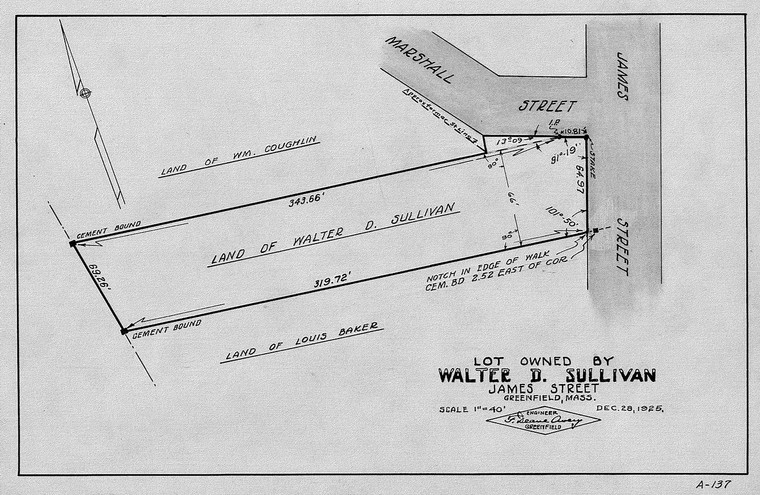 Walter D. Sullivan    Lot James & Marshall Greenfield A-137 - Map Reprint