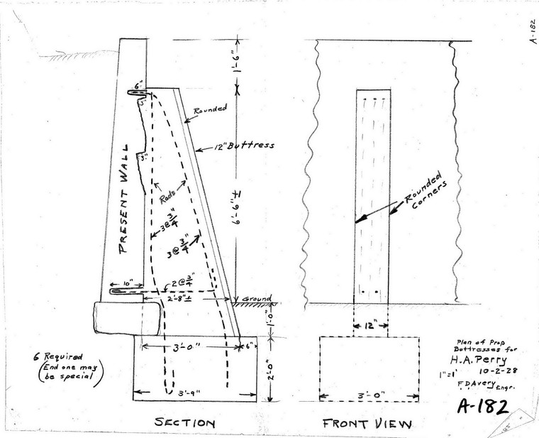 H.A. Perry Plan of Buttress Bernardston A-182 - Map Reprint