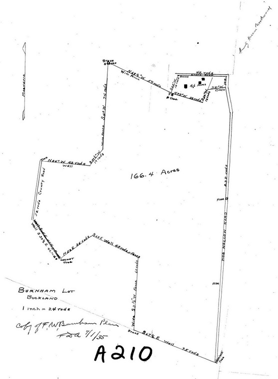 F.W. Burnham - Woodlot  166.4 ac Buckland A-210 - Map Reprint