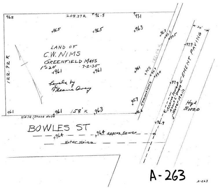 C.W. Nims    Contours    Cor Bowles & Federal Greenfield A-263 - Map Reprint