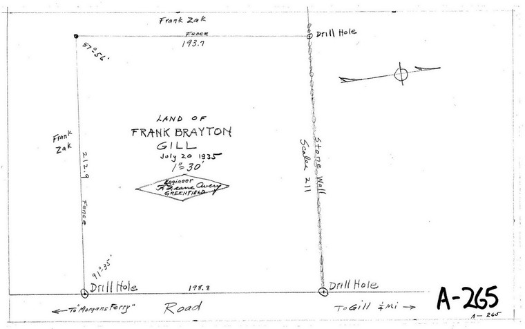 Frank Brayton - Gill Center - Land Sur. Gill A-265 - Map Reprint