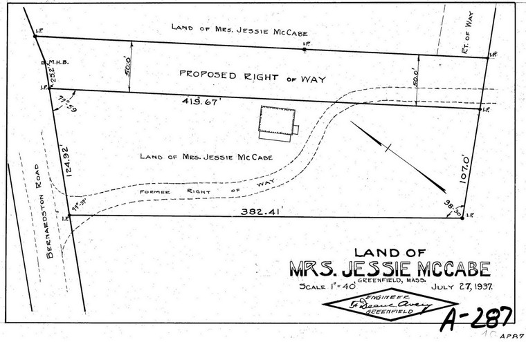 Mrs Jessie McCabe - E. Side Bernardston Rd Greenfield A-287 - Map Reprint