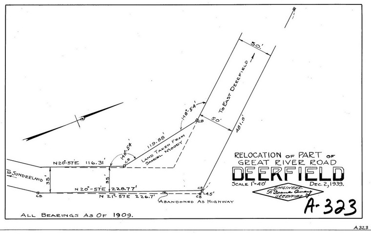 Franklin County - Change in Location of p/o  Great River Rd  Taking from Samuel Moody Deerfield A-323 - Map Reprint