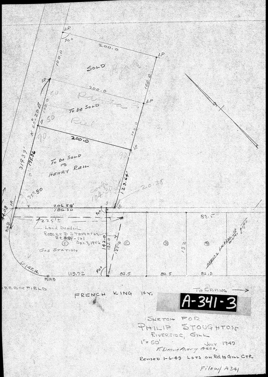 Philip Stoughton - Subdivision - Riverside  Just lots at Corner  Gas Station  Gill A-341-3 - Map Reprint