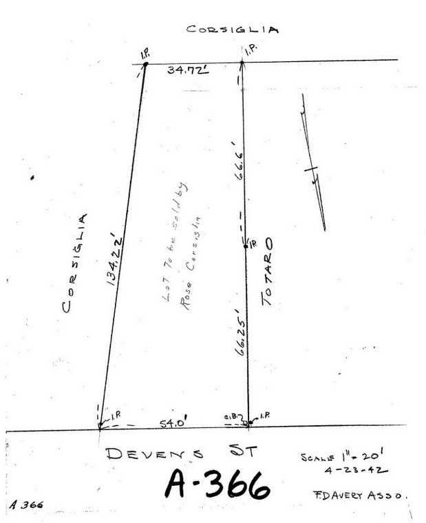 Rose Corsiglia Lot - Devens St. (to be bo't) Greenfield A-366 - Map Reprint