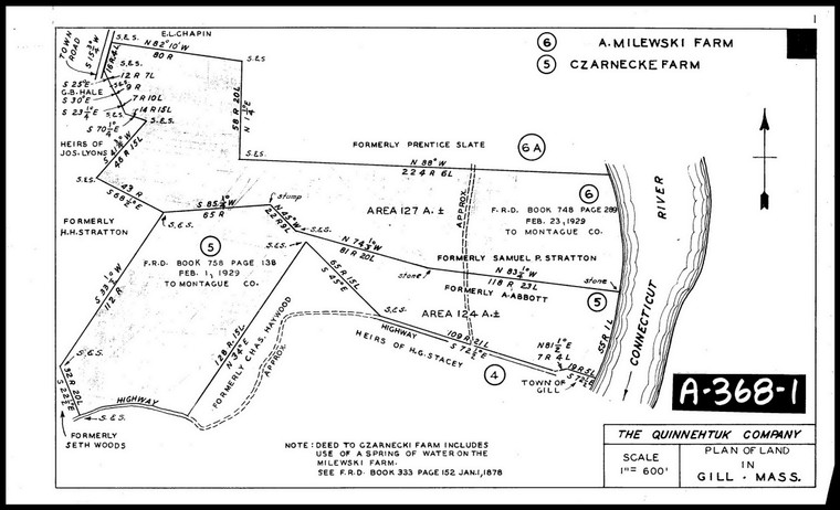 Land in Gill - Czarnecke farm, Milewski Farm   from Quinnehtuk Co Gill A-368-1 - Map Reprint