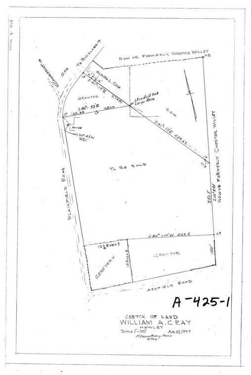 William Cray - N. side Ashfield Rd. Hawley A-425-1 - Map Reprint