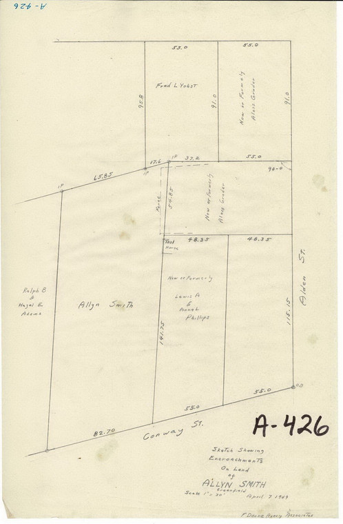 Allyn Smith, Sketch showing encroachments Greenfield A-426 - Map Reprint