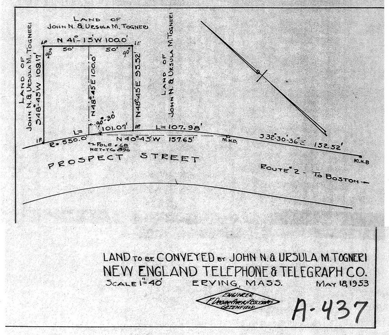 New England Tel. & Tel. Co.  Togneri Erving A-437 - Map Reprint