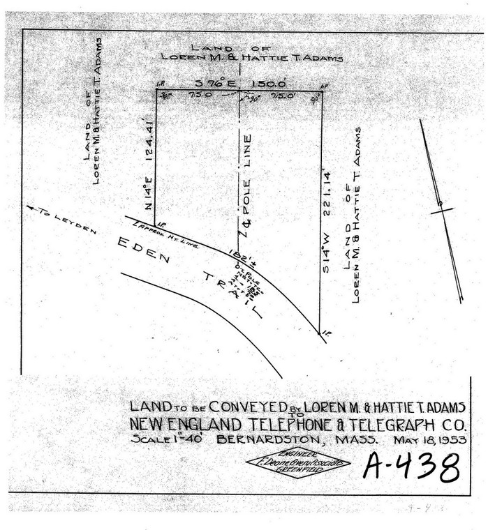 New England Tel. & Tel. Co. Bernardston A-438 - Map Reprint
