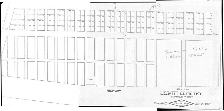 Cemetery Layouts Leavitt Cemetery Charlemont B-45-1 - Map Reprint