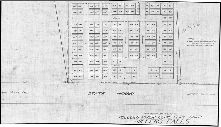 Cemetery Layouts in Millers River Cemetery Montague B-45-4 - Map Reprint