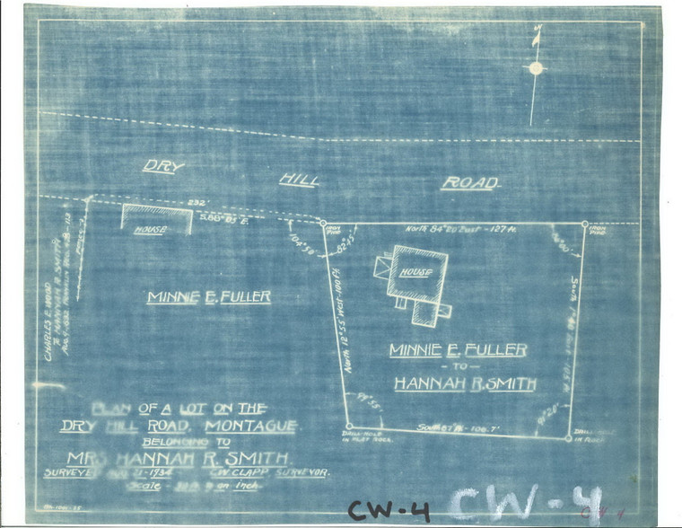 CWC Mrs Hannah R. Smith    Dry Hill Rd - Minnie Fuller  127' fr Montague CW-004 - Map Reprint