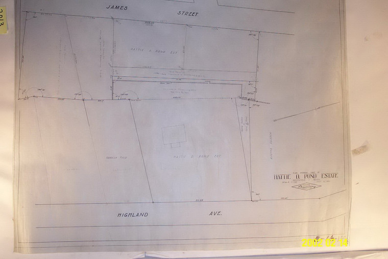 Hattie D. Pond Est.    W. Side Highland Ave to James St. photo not scan Greenfield E-16-2all - Map Reprint