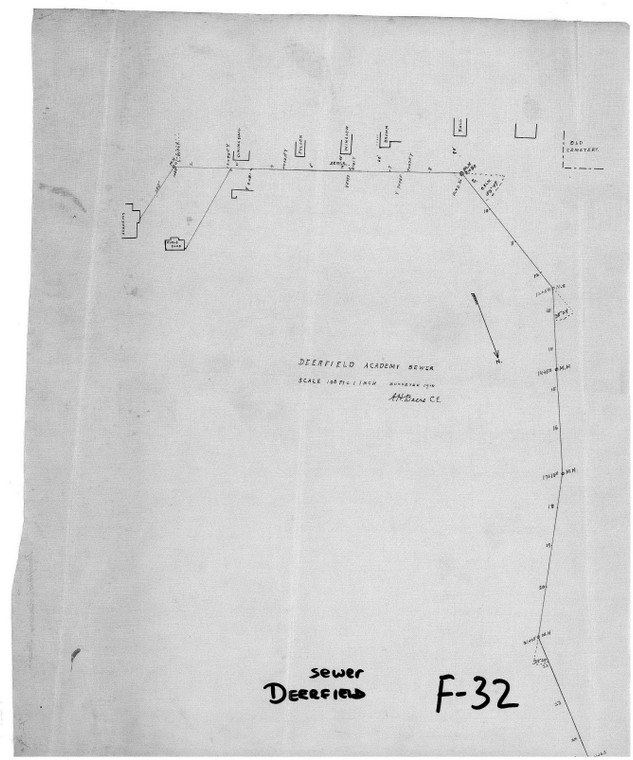 Deerfield Academy    Sewer 1916 Deerfield F-32 - Map Reprint