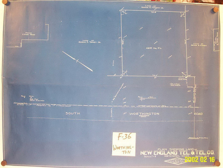 New England Tel. + Tel. Co.    Worthington, Mass Worthington F-36 - Map Reprint